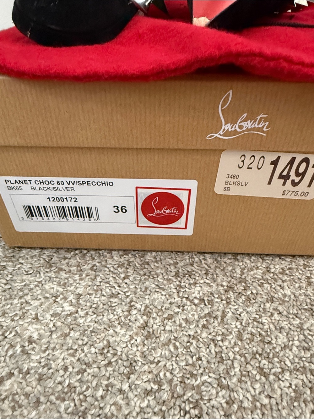 Christian Louboutin Planet Choc 80mm Black Suede Pointed Mule w Silver Studs - Picture 2 of 4